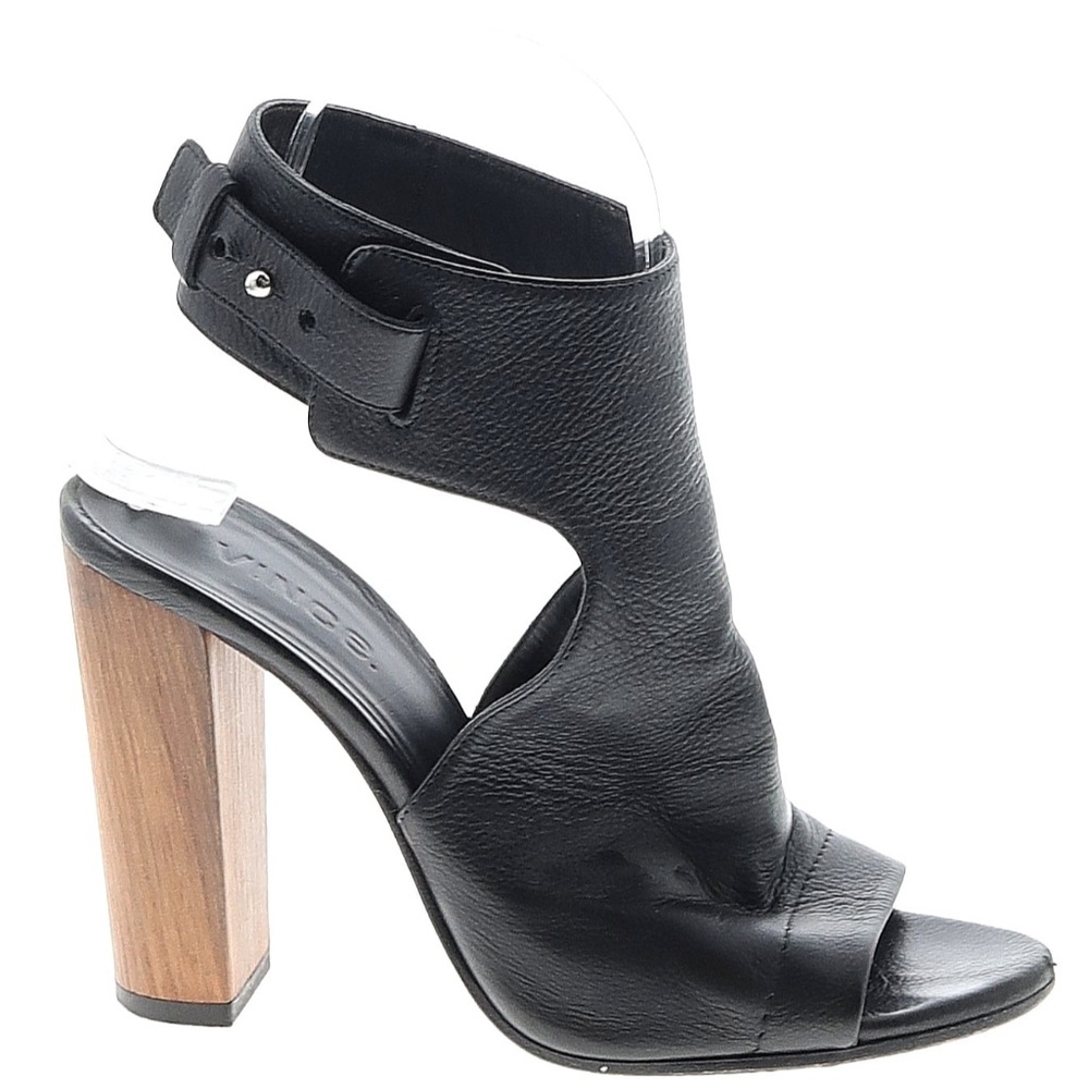 Vince open toe heel black leather